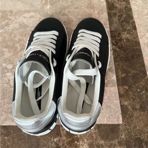 Dolce & Gabbana Black and White Sneakers with Silver Accents